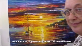 Leonid Afremov painting a seascape painting [upl. by Yoho]