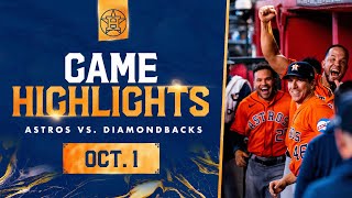 Astros vs Dbacks Game Highlights 10123  MLB Highlights [upl. by Sender]