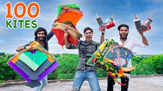 Flying 100 kites Challenge  100 पतंग से कितनी पतंग काट पाएंगे Interesting Results [upl. by Danialah345]