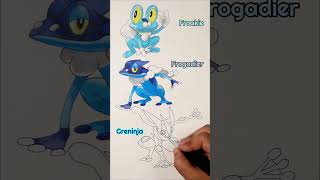 drawing Pokemon Greninja Evolution Stages sketch shorts [upl. by Mersey904]