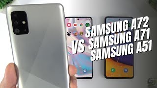 Samsung A72 vs Samsung A71 vs Samsung A51  Fingerprint Video test display Speedtest Comparison [upl. by Ogdon620]