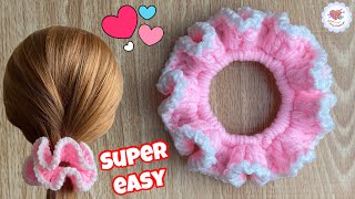 SUPER EASY ‼️ Cute and Sweet Crochet Scrunchies  Crochet Tutorial [upl. by Manbahs]