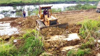 Amazing Project Making New Road By Komatsu D58E Dozer Pushing Stone amp 25T Dump Truck Unloading Stone [upl. by Imoian]