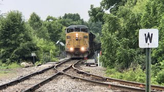 Big Locomotives Take Tight Curve  RR Interchange Indiana amp Ohio Railway Wilmington Trains In Ohio [upl. by Einobe34]