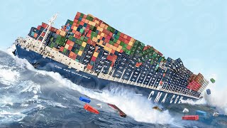 LIFE INSIDE Big Container Ships in Storms How Container Ships Not Sink when Hit By Monster Waves [upl. by Ardnaxila]