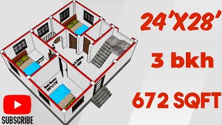 24x28 House Plan  24 x 28 Ghar ka Naksha  24x28 House design  670 sqft [upl. by Bern500]