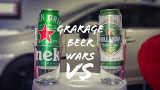 Garage Beer Wars rd2  Heinekin vs Hollandia  garage Beer Review  MOO [upl. by Rednas]