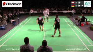 Badminton Länderspiel in Traun 1712012 ÖsterreichDeutschland Herrendoppel [upl. by Atiral512]