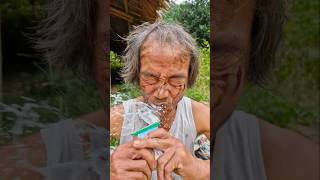 Kind little girl and poor grandpa drink milk for the first timeshorts [upl. by Quinton]