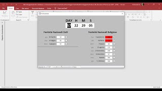 DataBase Calendario Festività Parte Terza Con Orologio Conta Giorni [upl. by Ettinger]