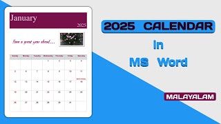 Customised 2025 Calendar in MS Word  Malayalam Tutorial [upl. by Oisacin]