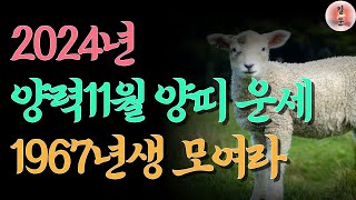 67년양띠 11월운세  양띠 운세 2024 11월  1967년생 갑진년운세  11월 운세  나이별운세 무료운세 양띠금전운 양띠재물운  사주풀이 사주팔자 사주 [upl. by Joshi934]