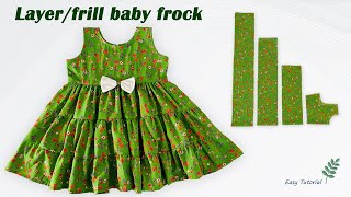 Layer Frill Baby Frock Cutting and Stitching Layer Baby Frock Cutting [upl. by Hereld722]