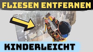 Fliesen entfernen  3 Möglichkeiten Alte Fliesen wegstemmen  runterschlagen  Wand verputzen [upl. by Nivahb121]