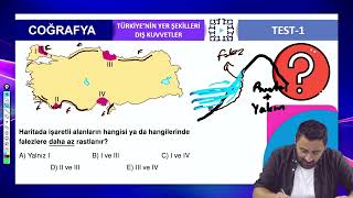 Türkiyede Yer Şekilleri Dış Kuvvetler Test 1 Soru 7 [upl. by Hanny]