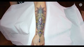 Jenna Kerr  Tattoo Timelapse  Ornamental Crystals amp Gemstones [upl. by Idette]