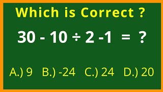 30 minus 10 divided by 2 minus 1   A Basic Math Problem  A Basic Algebra [upl. by Samtsirhc]