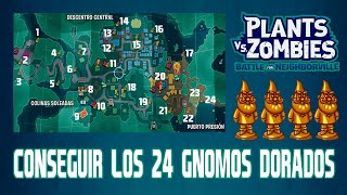 COMO CONSEGUIR LOS 24 GNOMOS DORADOS COLINAS SOLEADAS  PvsZ BATTLE FOR NEIGHBORVILLE [upl. by Ggerk]