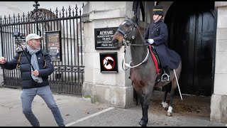 IMPRESSIVE Guard Protects Her Horse Tourist Man Leaps in Shock as Guard Takes Action [upl. by Sathrum]