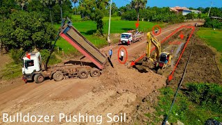 Complete in minutes Amazing action of building base road using powerful machine Dozer amp truck 255t [upl. by Anitnauq652]