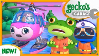 Helicopter River Ride  Geckos Garage  Brand New Episode  Trucks For Children  Cartoons for Kids [upl. by Laerol]