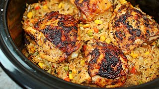 Slow Cooker Chicken and Rice Recipe  How to make Chicken and Rice in the Slow Cooker [upl. by Ocsic860]