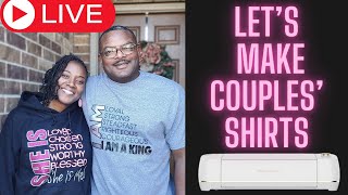 Lets Make Couples Tshirts With A Cricut Cutting Machine Live htv cricut tshirts [upl. by Kcor]