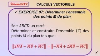 EXERCICE  07 CALCULS VECTORIELS  LIGNE DE NIVEAU [upl. by Lussi]