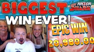 SUPER MEGA WIN  RAZOR SHARK MY BIGGEST EVER SLOT WIN [upl. by Wieren987]