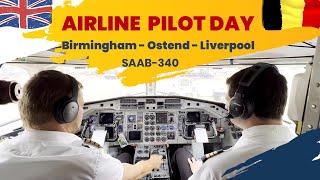 Airline Cargo pilot day in the life  Birmingham  Ostend  Liverpool flight on a SAAB340 [upl. by Steiner]