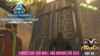 Ark Survival Ascended EP 31 Connectng our wall and moving the gate [upl. by Kong]