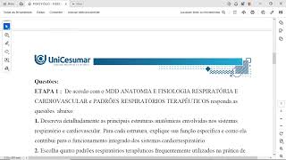 1 Descreva detalhadamente as principais estruturas anatômicas envolvidas nos sistemas respiratório [upl. by Pulchi]