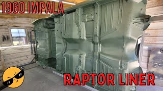 HOW TO SPRAY TINTABLE RAPTOR LINER  impala  1960 CHEVROLET IMPALA  lonestarlows [upl. by Rednael360]