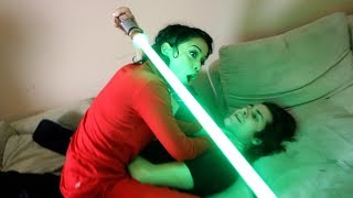 STAR WARS GIRLFRIEND LIGHTSABER BATTLE [upl. by Acinej]