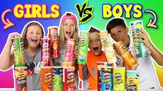 GIRLS vs BOYS Pringles Challenge [upl. by Vihs]