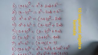 10 important algebra formula ✅ ten Best algebra sutra das bijganit formula 🔥 [upl. by Nnyletak80]