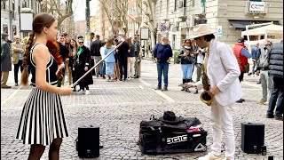 Karolina Protsenko  Behind of Scenes of Her Street Performance [upl. by Allicirp545]