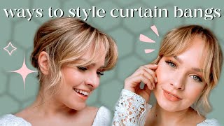 ALL the ways to style CURTAIN BANGS  Kayley Melissa [upl. by Yordan]