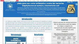 AS 11 Películas de celulosa bacteriana con nanopartículas de plata para uso comoantiséptico [upl. by Tedra604]