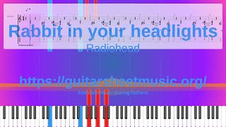 Rabbit In Your Headlights Sheet Music Free Radiohead Synthesia Piano [upl. by Assenahs]