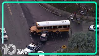 Sky 10 Hillsborough County school bus involved in crash [upl. by Leo]