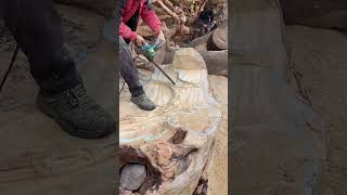 Woodturning Process：Giant Golden Nanmu Tea Tray Incredible hand carving woodworking carvingcraft [upl. by Kerri]