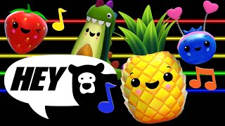 Hey Bear Sensory  Dancing Fruit  Partytime with Avocadosaurus and Friends  Dance Party [upl. by Acinod]