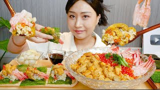 MUKBANG 초호화✨ 성게알단새우연어알 덮밥 먹방 ASMR Sea urchin shrimp salmon roe Rice REAL SOUND [upl. by Varden]