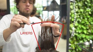 how to cut medium length layered haircut round layers [upl. by Sivi]