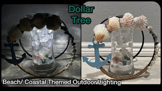 Dollar Tree beach themed outdoor solar lighting DIY  coastal decor ideas  summer yes lighting DIYs [upl. by Aimac]