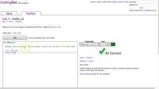 Codingbat  makepi Python [upl. by Durrell]