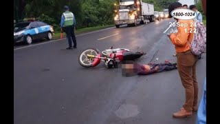 Motociclista fallece tras ser impactado por un camión [upl. by Derte]