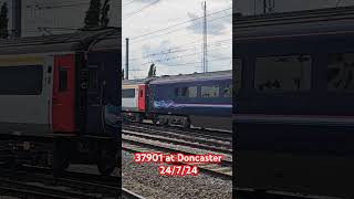 class 37 37901 in its new livery passing through Doncaster with some MK3 stock and sounding amazing [upl. by Ennairb]