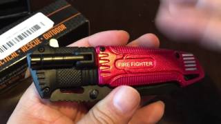 TACForce Fire Fighter Assisted Open Rescue LED Pocket Knife [upl. by Beore]